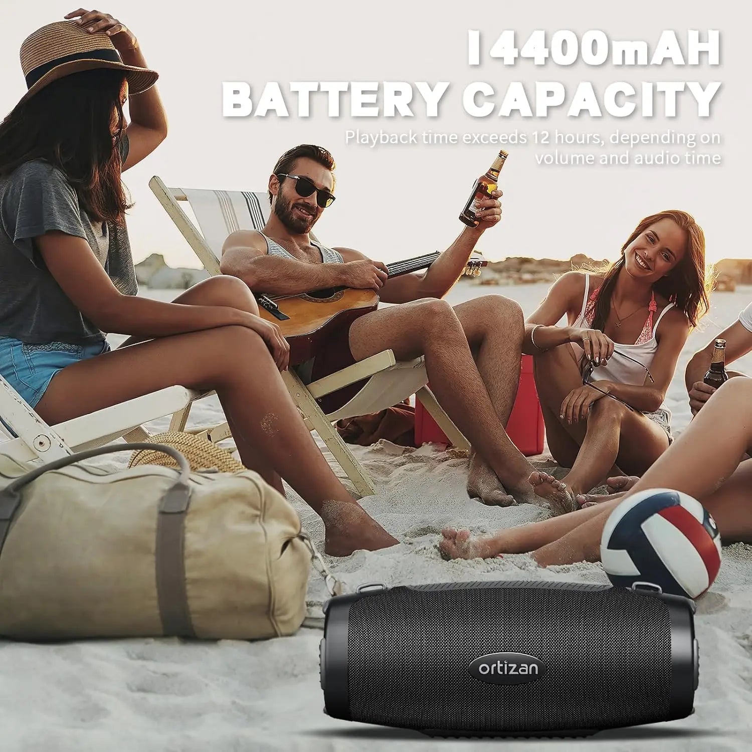 Ortizan Altavoz Bluetooth Boombox 100W IPX7