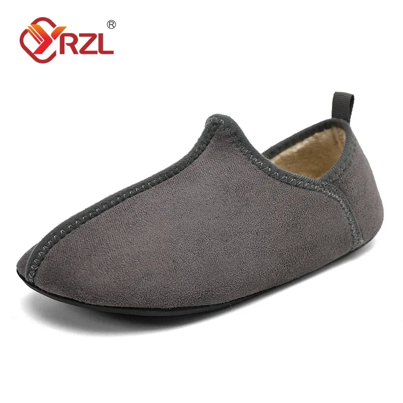 YRZL zapatos de algodón de invierno para hombre, zapatillas ligeras sin cordones cálidas, mocasines de algodón de felpa para dormitorio y hogar, zapatos cálidos de invierno Unisex