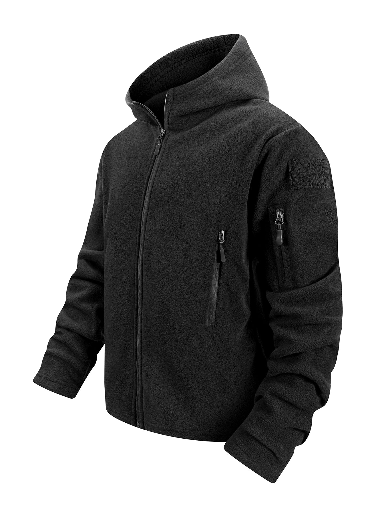 Chaqueta Polar Táctica con Capucha para Hombre | Cremallera Completa