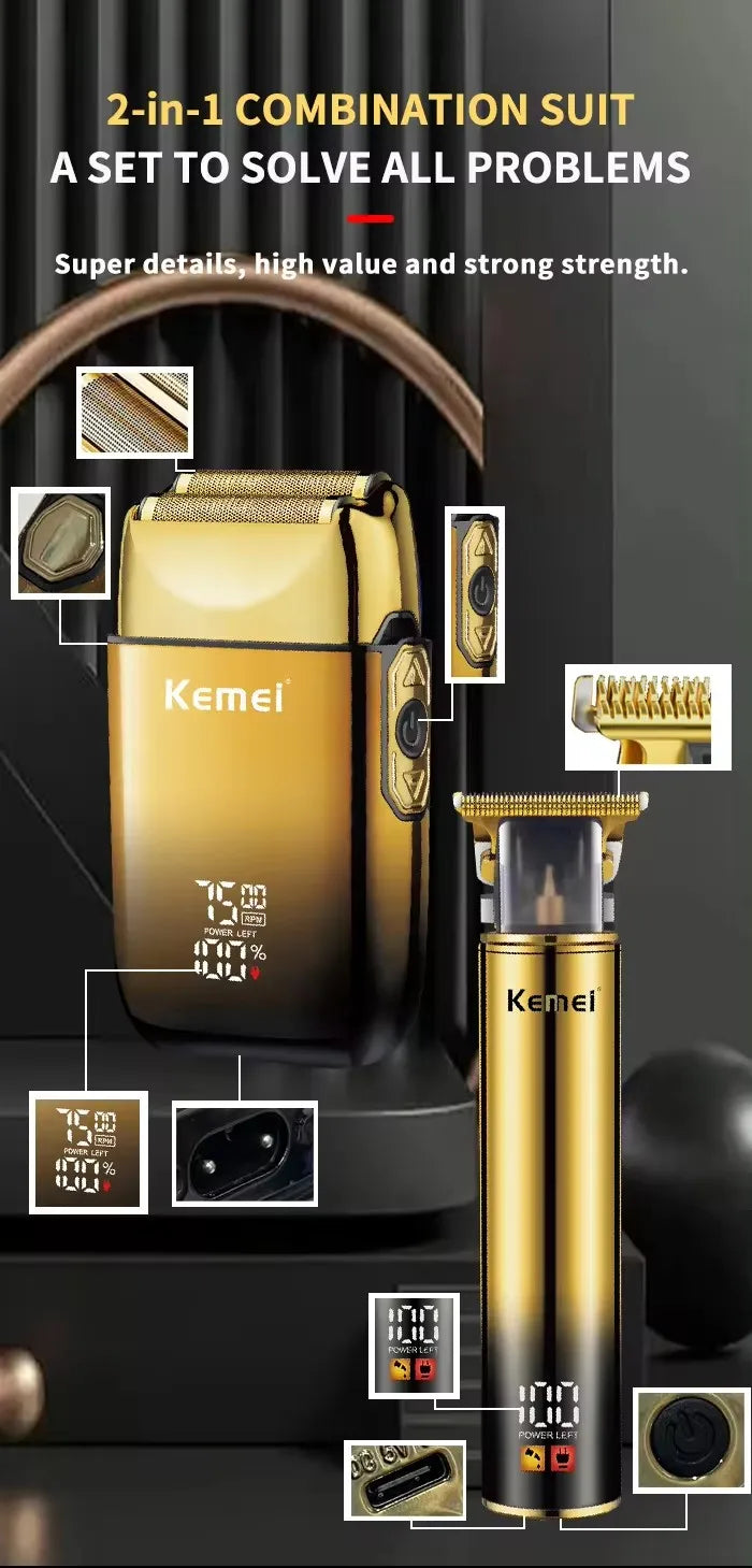 Kemei Recortadora de Pelo 2 en 1 para Hombre