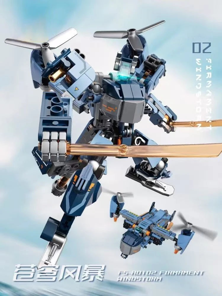 Robot transformador, decoración creativa para el hogar, modelo mecha, conjunto de bloques de construcción de juguete, juguete para regalo de cumpleaños para niños
