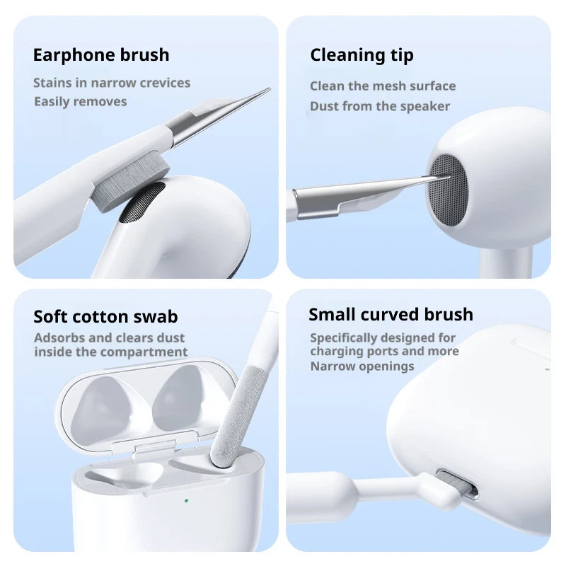 SAMZHE 14 en 1 Kit de herramientas de limpieza multifuncional Kit de cepillo de limpieza de teclado Bolígrafo de limpieza de auriculares para auriculares de teléfono Kit de limpieza profunda de teclado para puertos de