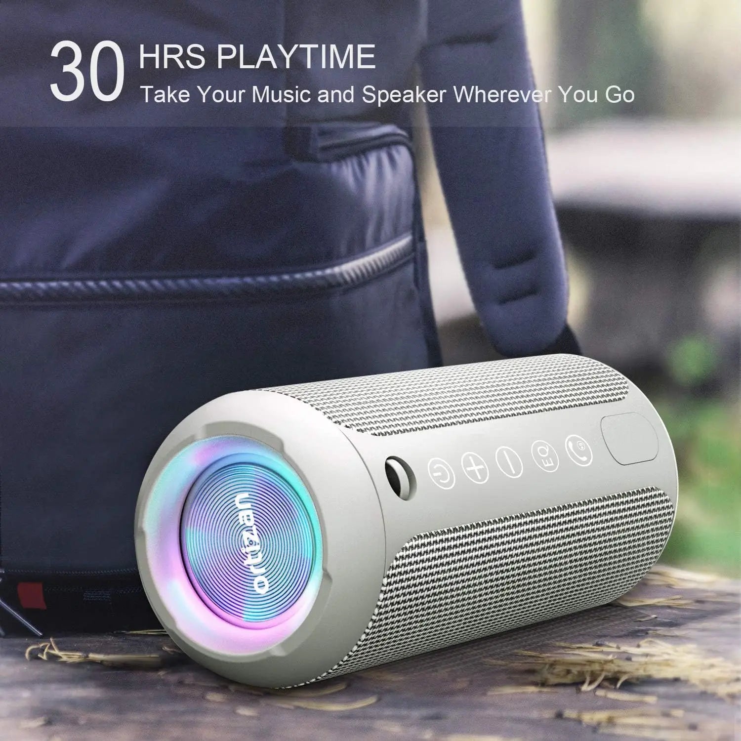 Altavoz Bluetooth Ortizan X10, altavoz portátil de graves mejorado con ranura para tarjeta TF, 30H de reproducción, altavoz resistente al agua IPX7 para acampar