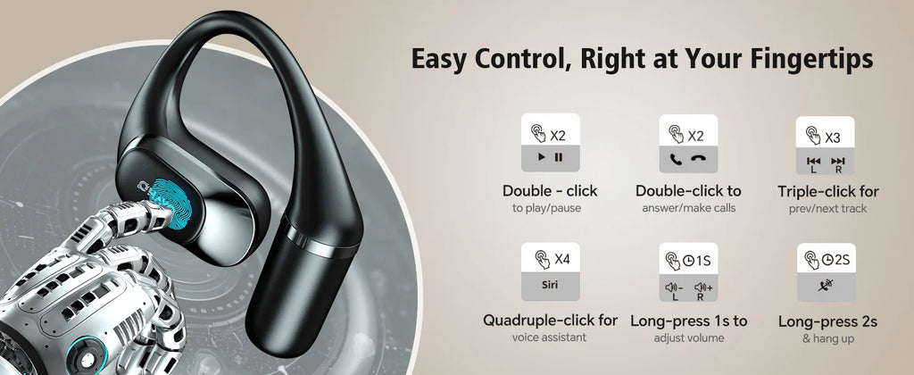 Ohayo T10 auriculares abiertos Bluetooth 5,4 auriculares inalámbricos 40 horas de reproducción TWS auriculares inalámbricos con pantalla Digital para deportes