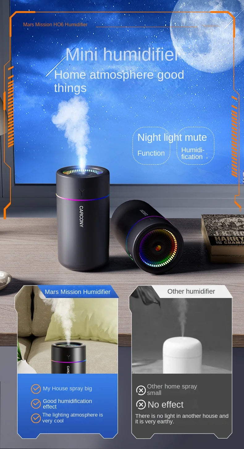 Humidificador ultrasónico Searide 280ml con difusor de aromas y luz de colores