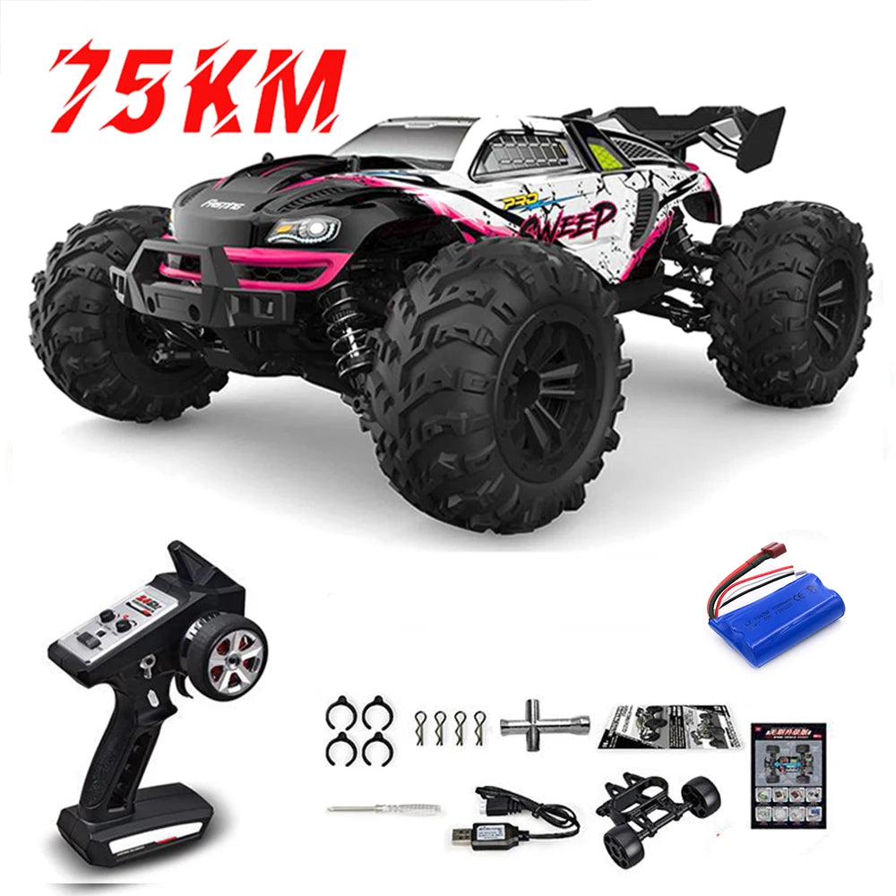 Coche teledirigido 1:16 75 KM/H o 50 KM/H 4WD con coches de Control remoto LED camión monstruo de deriva de alta velocidad para niños Vs Wltoys 144001   Juguetes