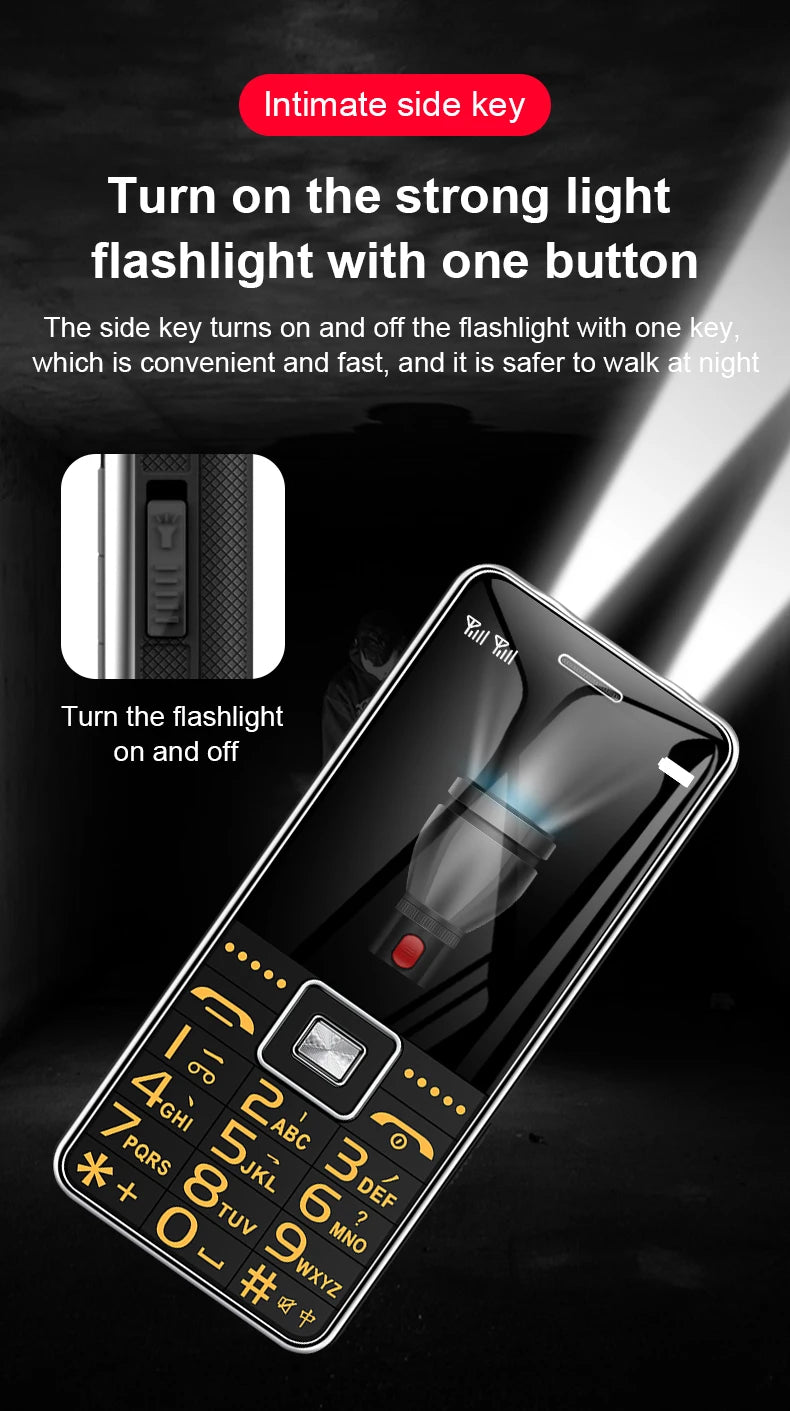 Teléfono GSM 2G BAR G600, tarjeta SIM Dual, batería de 6800mAh, tecla grande SOS, pantalla de 2,4 pulgadas, teléfono móvil para ancianos y mujeres, reccodificador de MP3