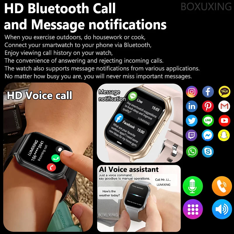 Reloj Inteligente Deportivo IP68 con Monitor de Ritmo Cardíaco 24H y Llamadas