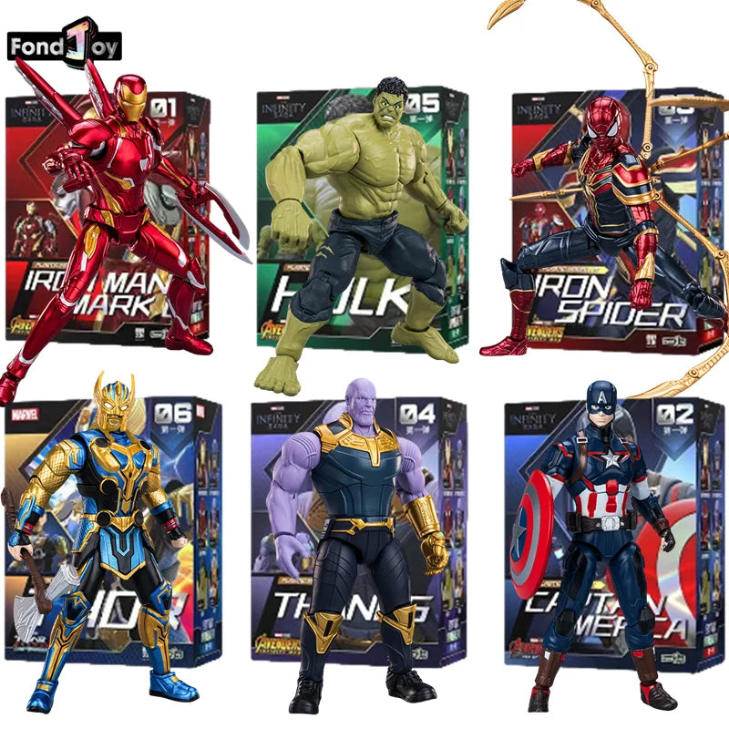 Los Vengadores Original Fondjoy Iron Man MK50 Iron Spider Thor Thanos Hulk figura de acción modelo colección de figuras móviles juguete para niños