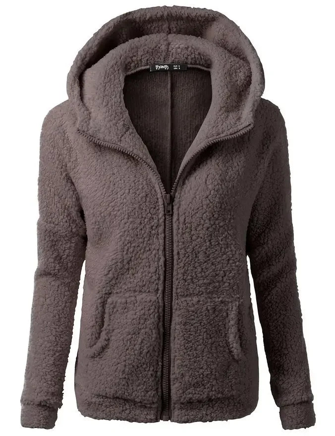 Chaqueta cálida de otoño e invierno para mujer, Sudadera con capucha informal 2025, sudaderas con capucha para mujer, sudadera con cremallera, abrigo liso de lana suave para mujer