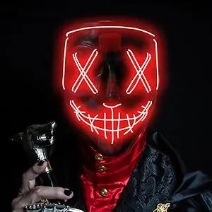 Máscara de Halloween Poptrend, máscara con luz LED, máscara aterradora para Festival, Cosplay, disfraz de Halloween, fiestas de disfraces, regalo de Carnaval
