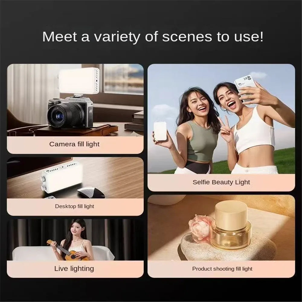 Luz de Belleza de 40W con Ventilador, Luz Superior para Cámara, Luz de Relleno Portátil de Mano, Luz LED para Selfies y Fotografía al Aire Libre