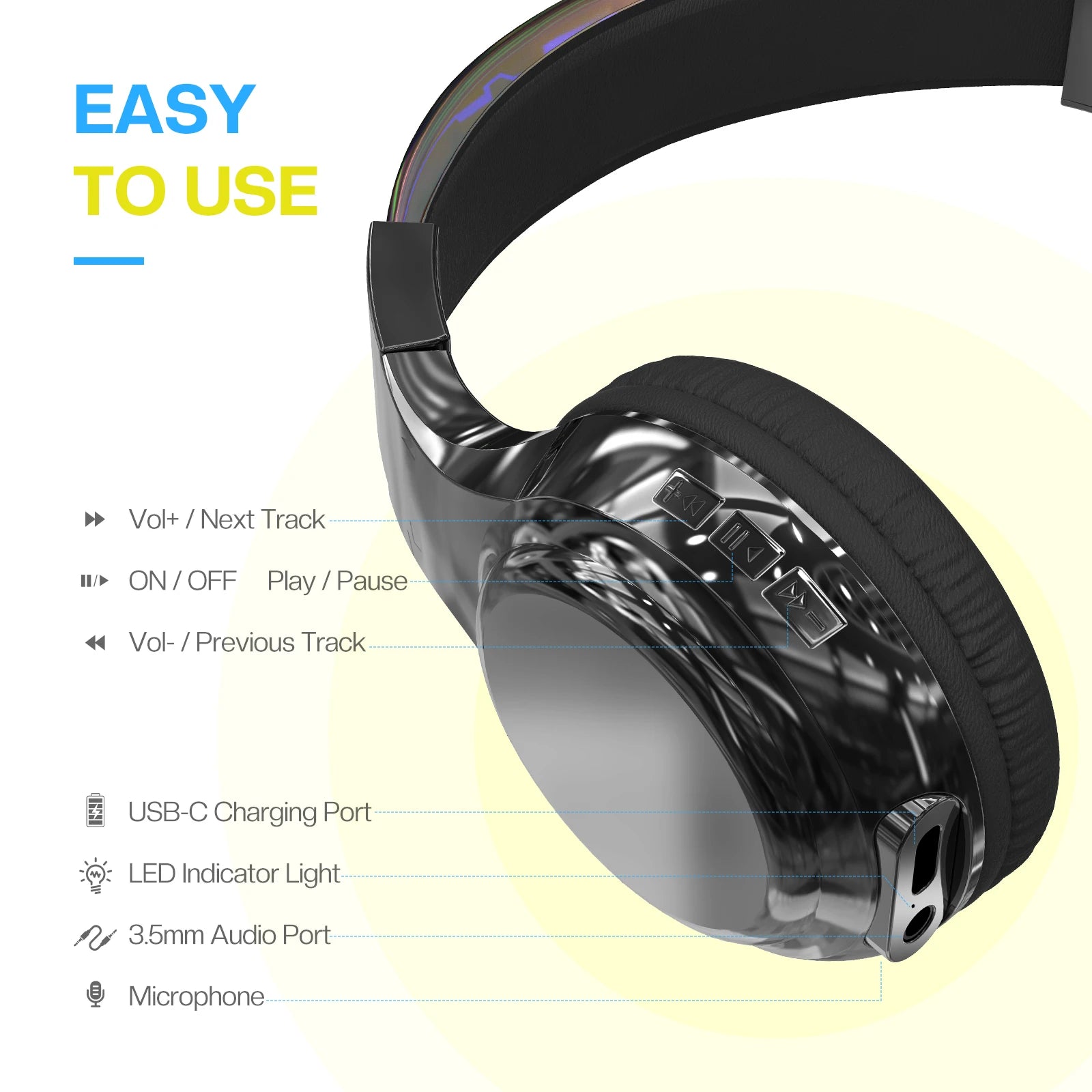 Auriculares Bluetooth Infantiles Plegables para Viajes