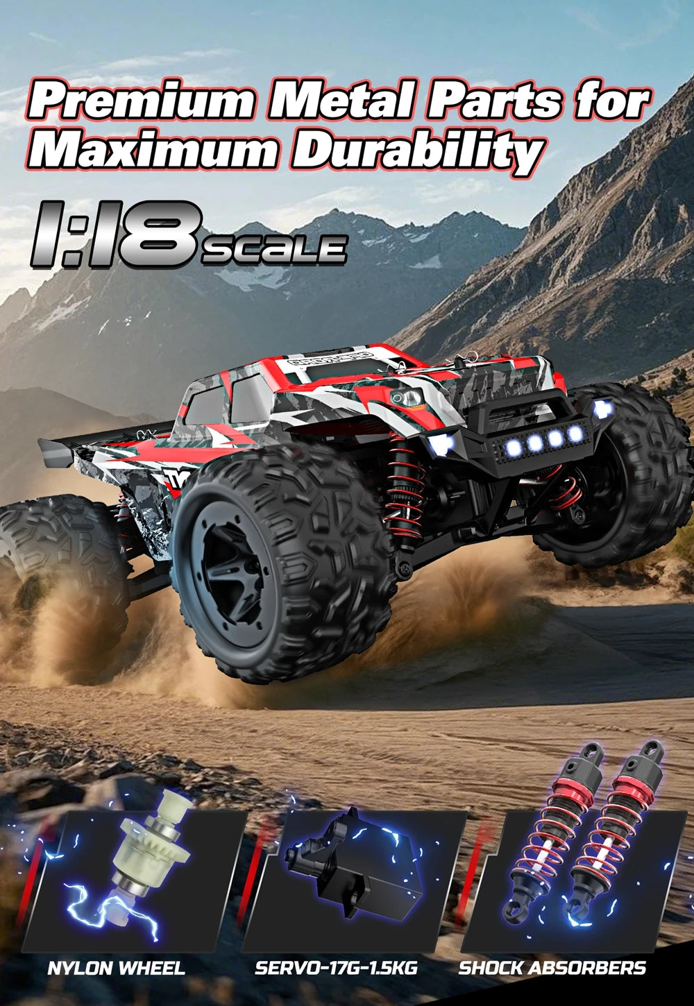 Auto RC 4WD 1:18 Todoterreno Oike 40KM/H Impermeable para Niños