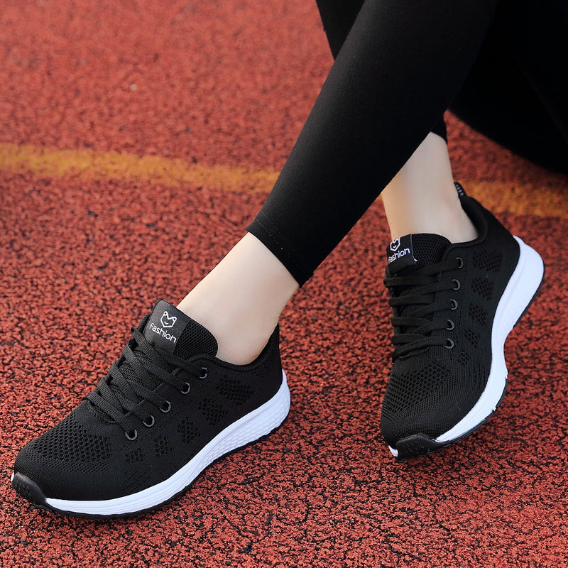 Zapatillas transpirables para correr para mujer, zapatillas deportivas ligeras antideslizantes para mujer, zapatillas suaves para exteriores con cordones, tenis de moda