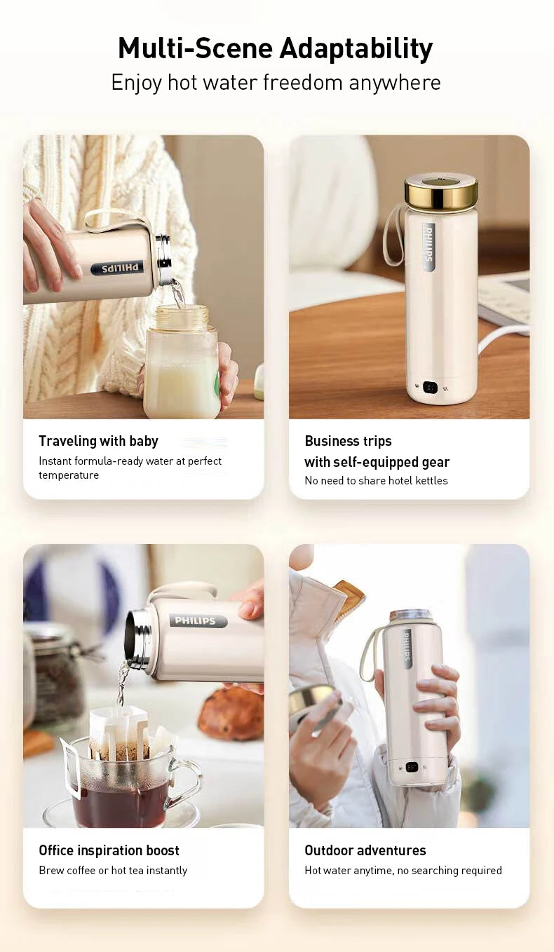 Taza Calefactora Eléctrica Portátil 400ml con 5 Niveles de Temperatura