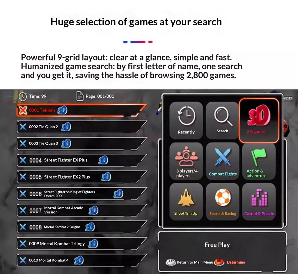 Consola de juegos para el hogar con pantalla grande de 21 pulgadas, juegos integrados de lucha para dos jugadores, sin retraso, consola de juegos Arcade Street Fighter, novedad de 2026