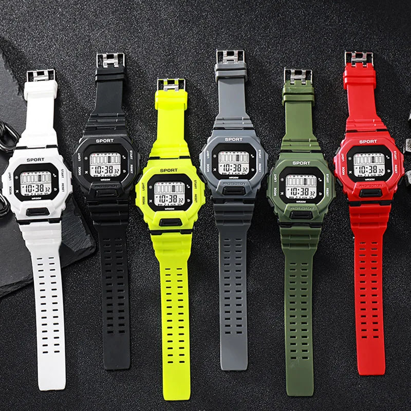 Reloj deportivo YIKAZE para hombre, relojes digitales LED resistentes al agua, tendencia de aventura al aire libre para estudiantes, reloj electrónico multifuncional para regalo