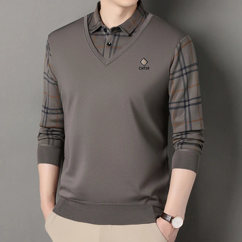 Suéter de Punto a Cuadros para Hombre | Cuello Cuadrado