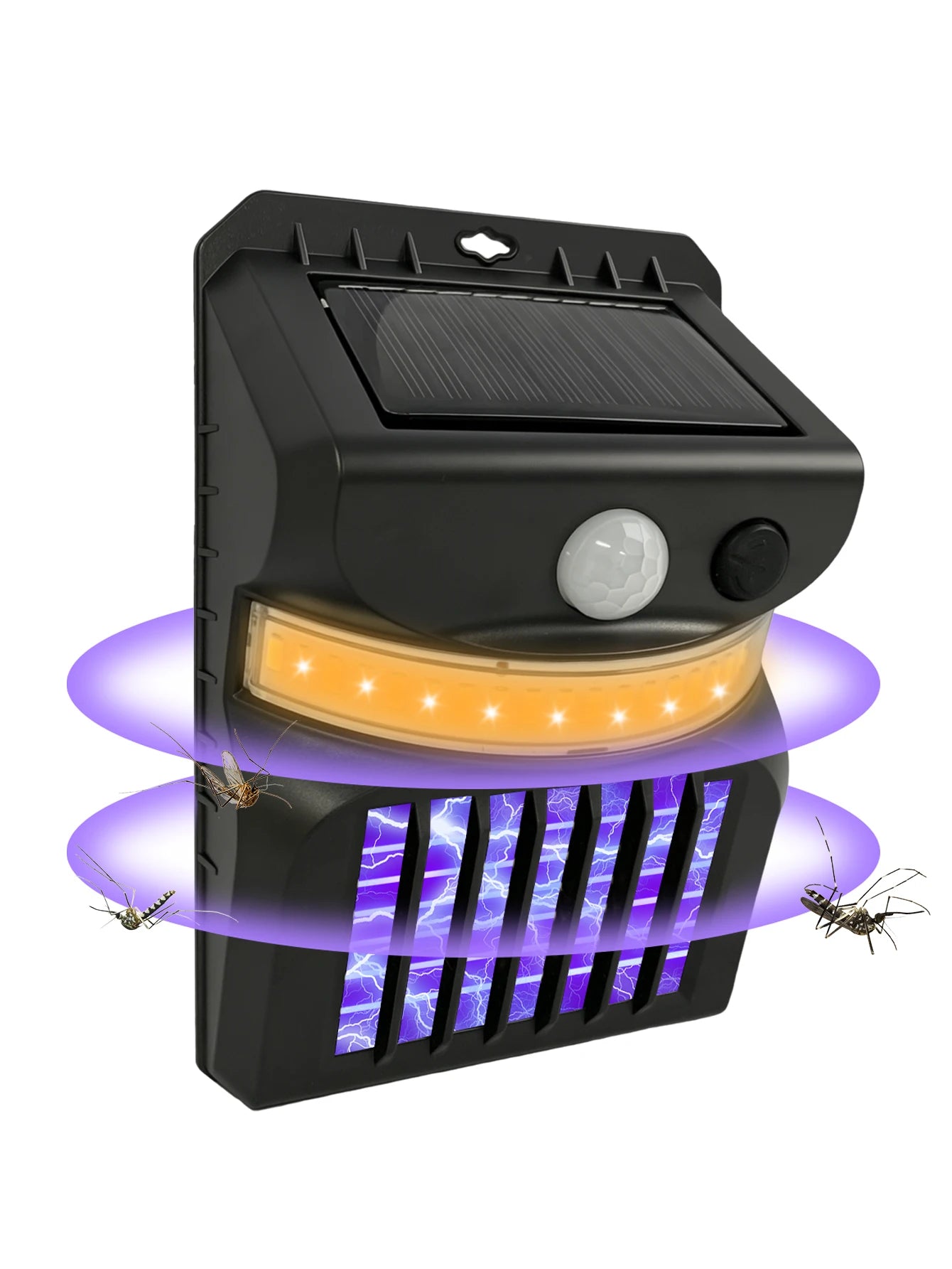 Lámpara solar para exteriores y lámpara antimosquitos con función de control de mosquitos, sensor infrarrojo, luz de carretera impermeable para jardín