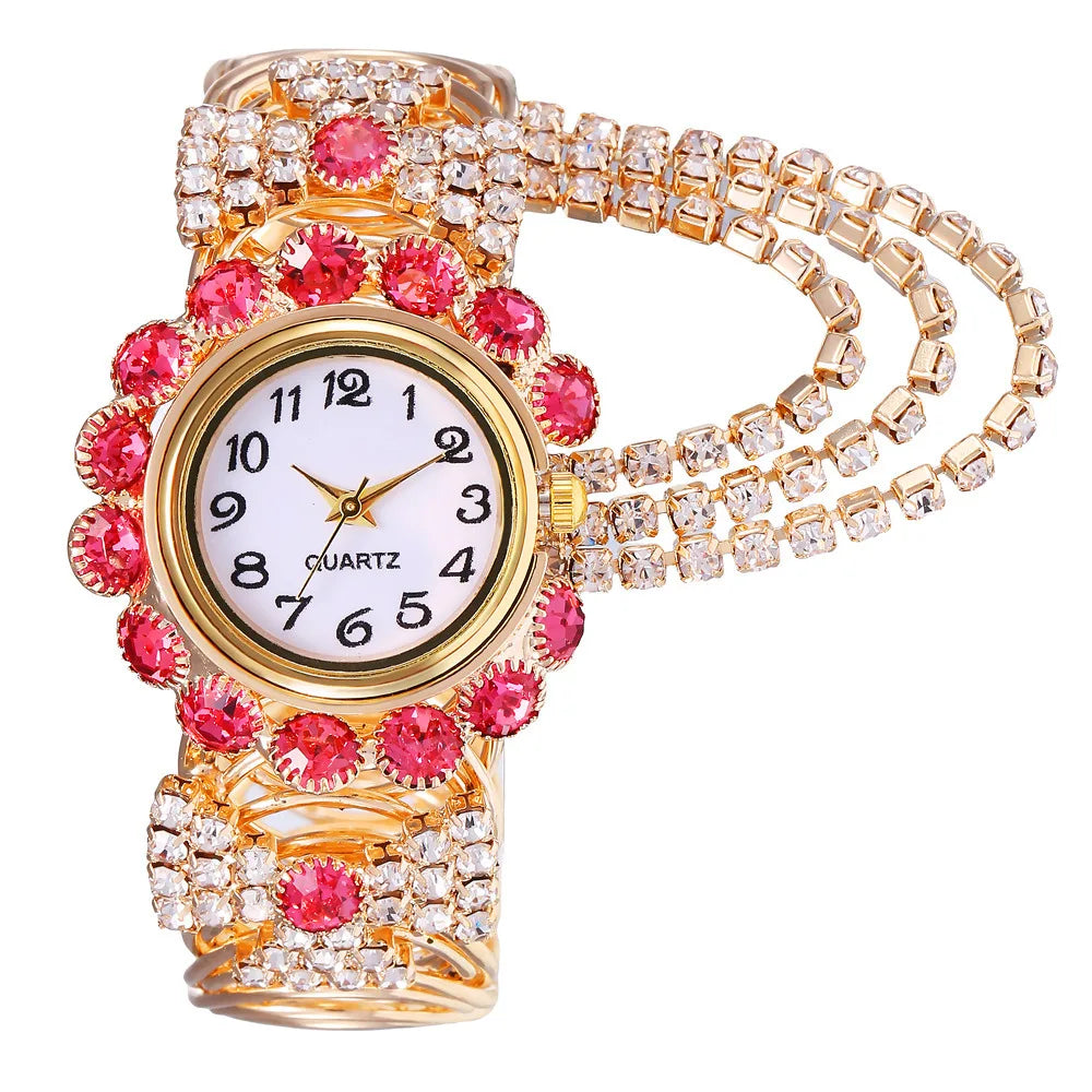 Reloj de Cuarzo de Lujo con Brazalete Dorado Mujer