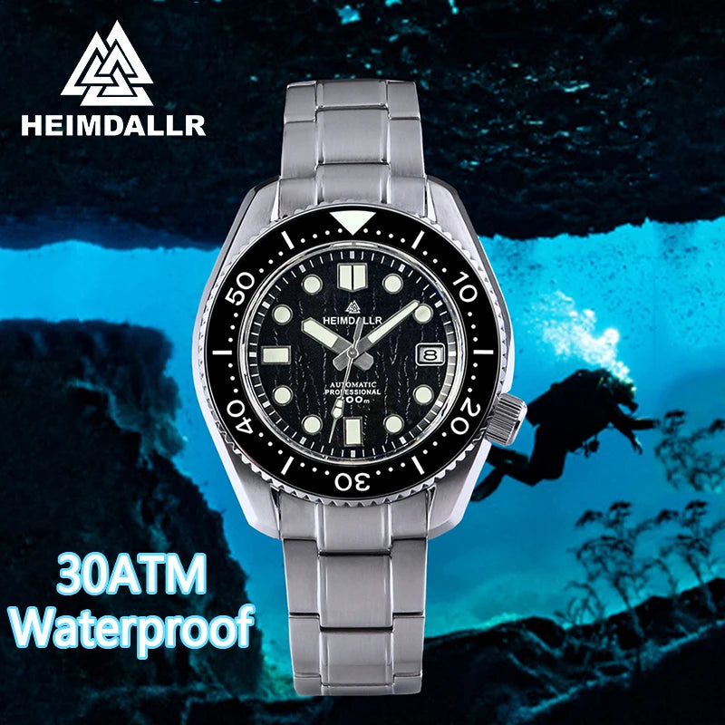 Reloj de Buceo Automático HEIMDALLR MM300, Cristal Zafiro, 300M, Acero Inoxidable