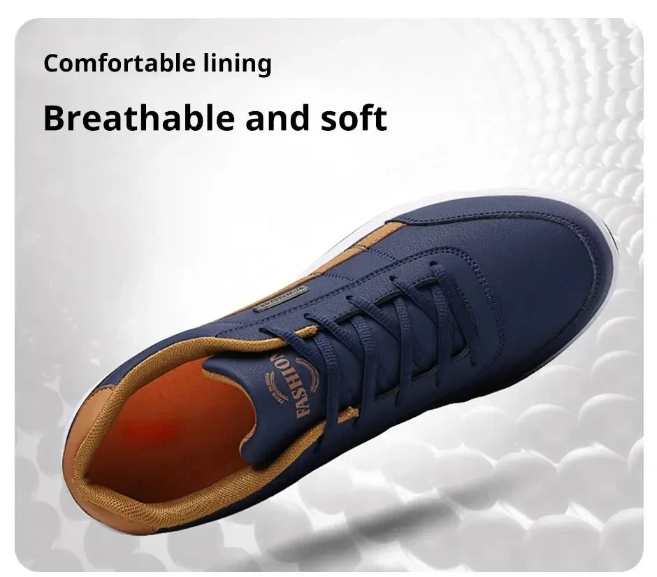 Zapatillas de deporte para hombre, zapatos deportivos informales, zapatos de cuero para caminar al aire libre para hombre, fondo suave para las cuatro estaciones