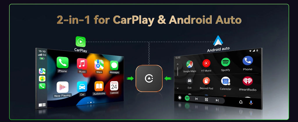 Adaptador Inalámbrico CarPlay 2026 (Tipo C) CarPlay y Android Auto, Puerto Tipo C, Convierte de Cableado a Inalámbrico, Plug & Play, Auto-C