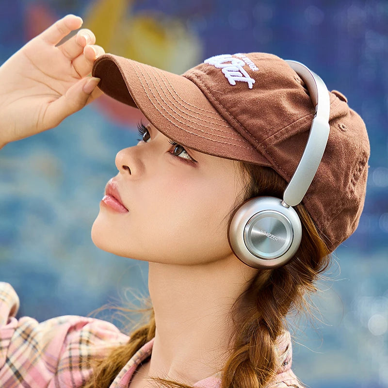 WHIZZER 1969S Auriculares inalámbricos Bluetooth 6.0 ANC con micrófono estéreo de graves profundos para iPhone Android