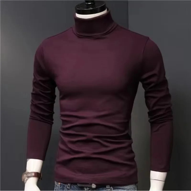 Suéteres de Cuello Alto para Hombre Otoño Invierno, Suéteres Casuales Térmicos de Manga Larga, Ajustados, Elásticos, Básicos, Sudaderas, Jumper, Camisetas