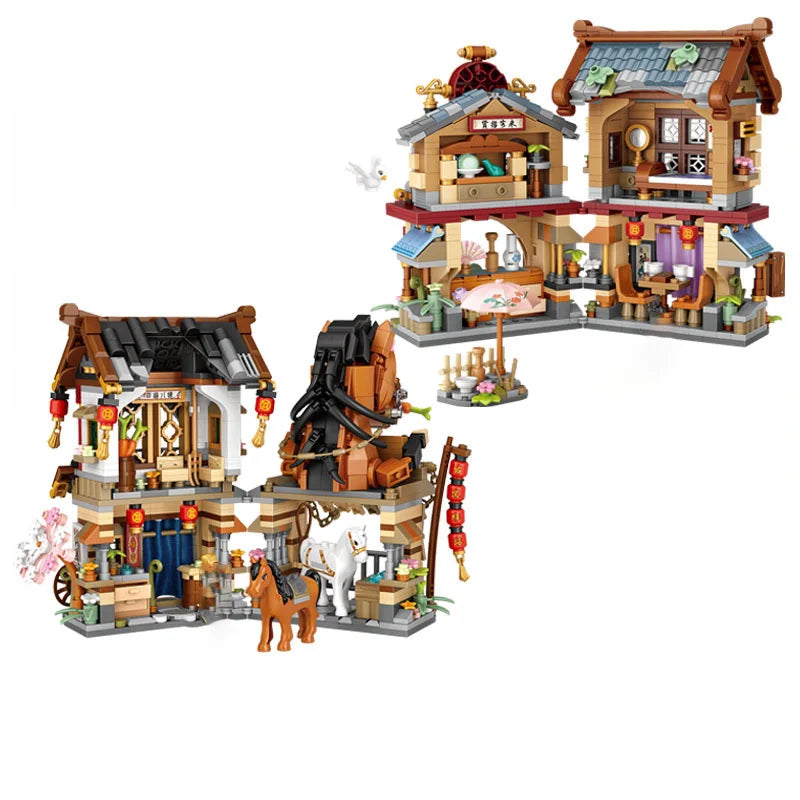 LOZ Estación de Carretera Antigua, Bloques de Construcción Plegables DIY, Modelo de Ensamblaje de Partículas Pequeñas, Adorno, Juguetes Antiestrés para Adultos, Regalos
