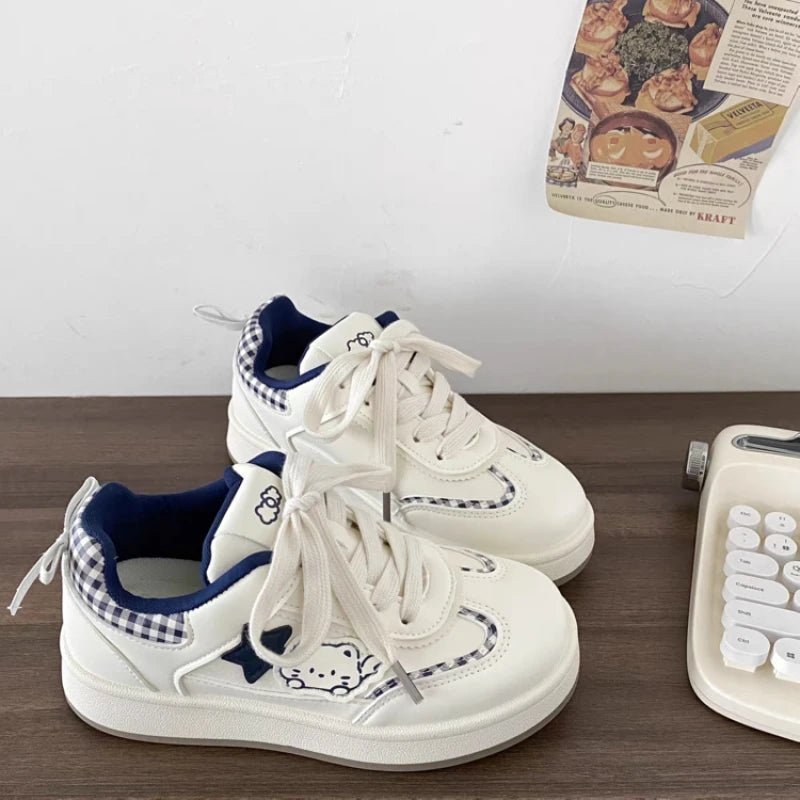 Zapatos Planos Casuales para Mujer - Decoración de Dibujos Animados, Zapatillas Transpirables Cómodas, Zapatos Ligeros para el Campus de Verano para Uso Diario