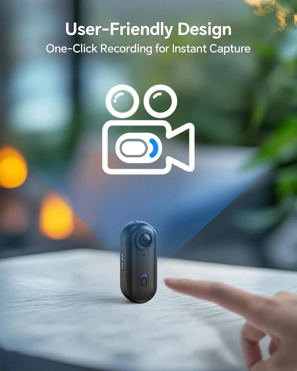 Mini cámara corporal 4K con clip rotatorio 360° y cordón magnético
