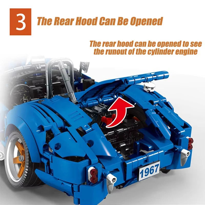 1816 Piezas de Bloques de Construcción Técnicos del Coche de Carreras Shelby 260 Cobra CSX2000, Ladrillos de Coche Bajo el Suelo, Juguetes para Niños, Regalos para Niños