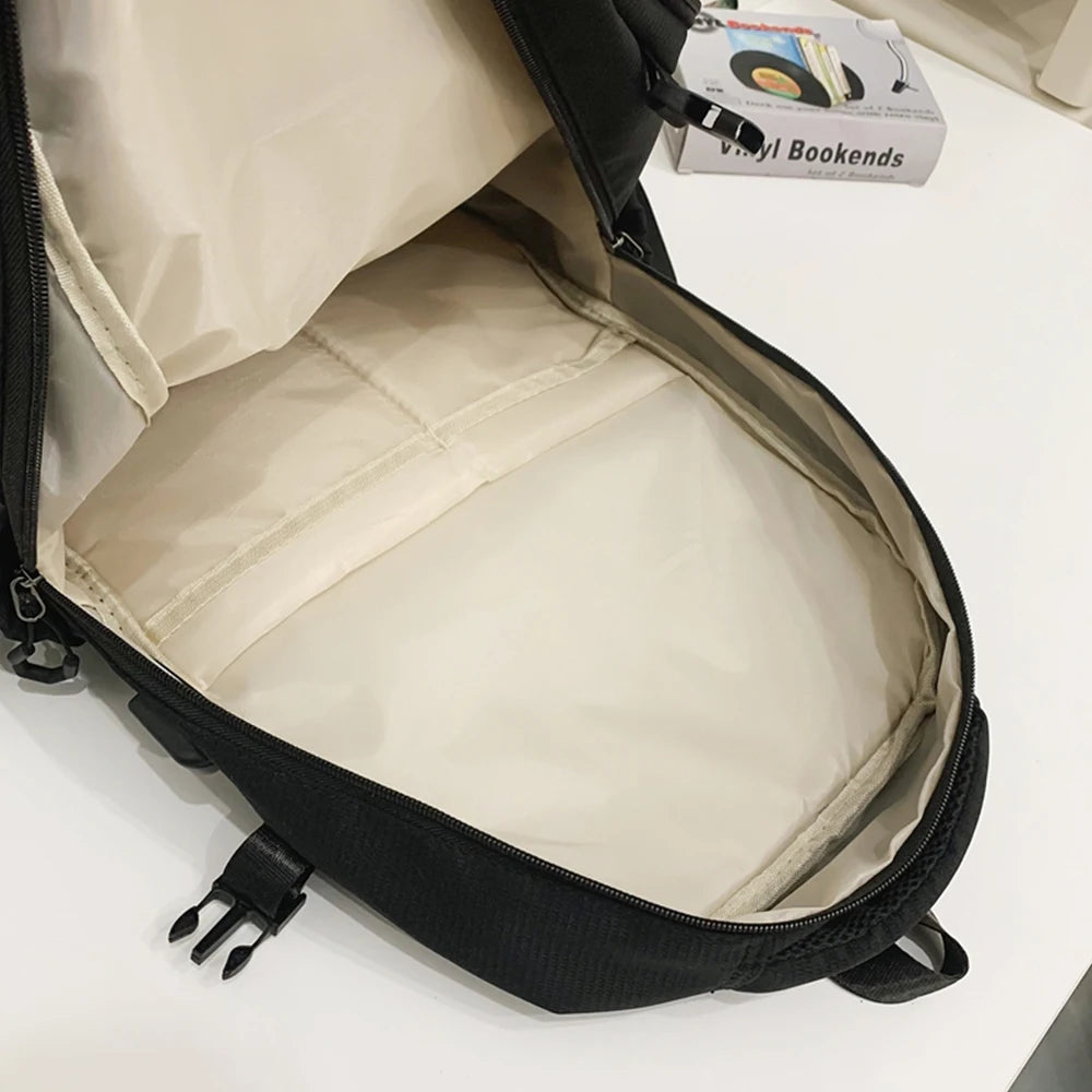 Mochila de Nailon con Puerto USB, Múltiples Bolsillos para Escuela y Trabajo