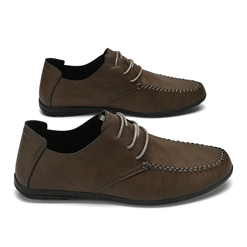 Zapatos de cuero para hombre, suelas blandas, zapatos de cuero informales de talla grande para las cuatro estaciones, zapatos de conducción versátiles para fiesta juvenil a la moda