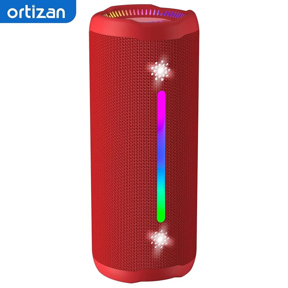 Ortizan OHAYO-X10Max Altavoces portátiles Bluetooth para exteriores con graves perforados, sonido de 360 grados, resistente al agua IPX7, luces deslumbrantes