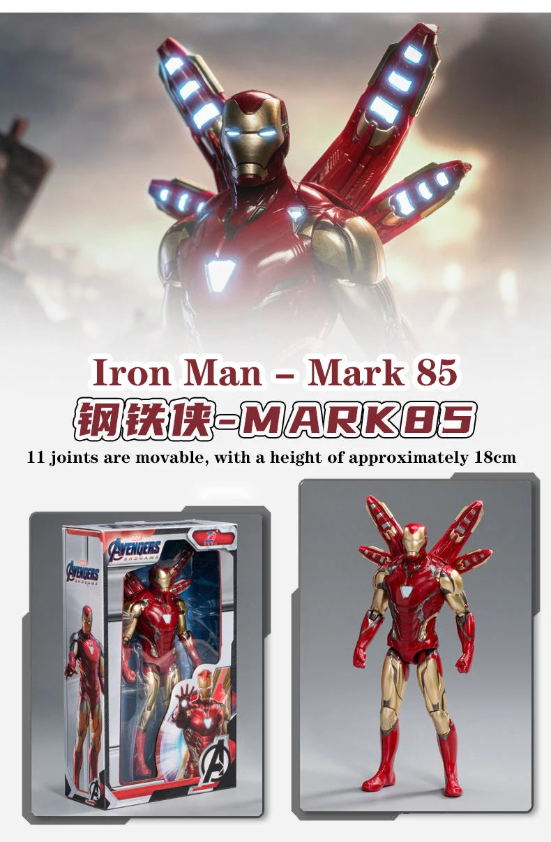 Juguete para niños de 18cm, leyenda de Marvel, vengadores, Iron Man, Spider Man, Capitán América, regalo de cumpleaños para niños, juguete, modelo de estatuilla móvil