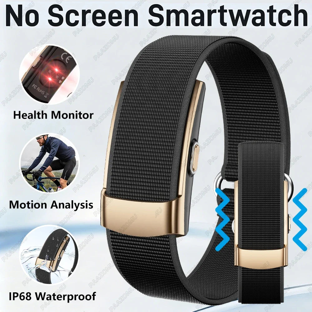 Pulsera Inteligente sin Pantalla, Monitor de Salud y Ejercicio, Monitor de Ritmo Cardíaco 24/7, Monitor de Sueño, Pulsera Deportiva Multifuncional para Android iOS