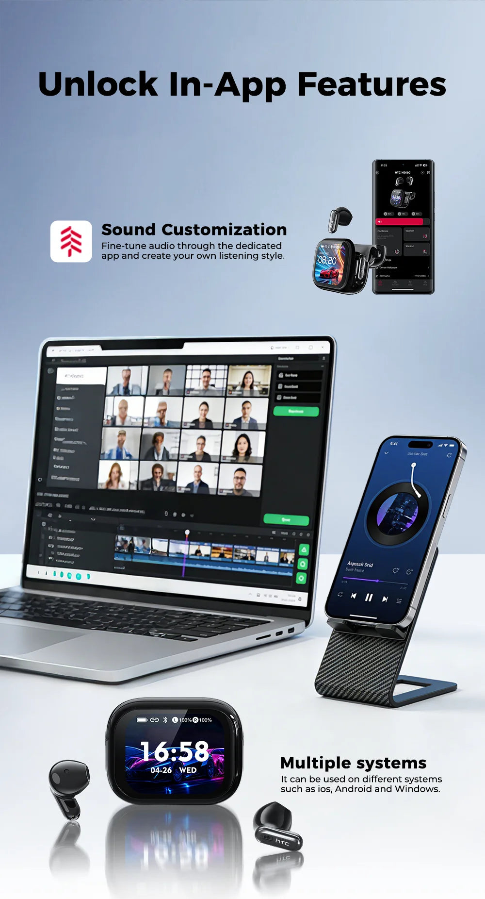 HTC NE68 Auriculares Traductor IA Bluetooth 6.0