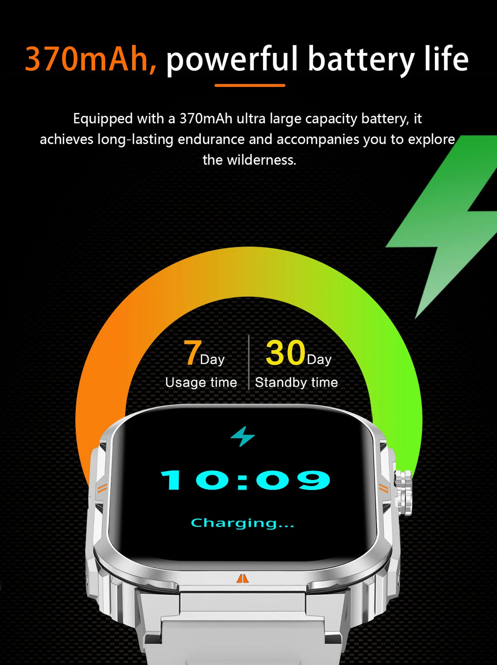 LIGE Reloj Inteligente Militar IP68 Linterna