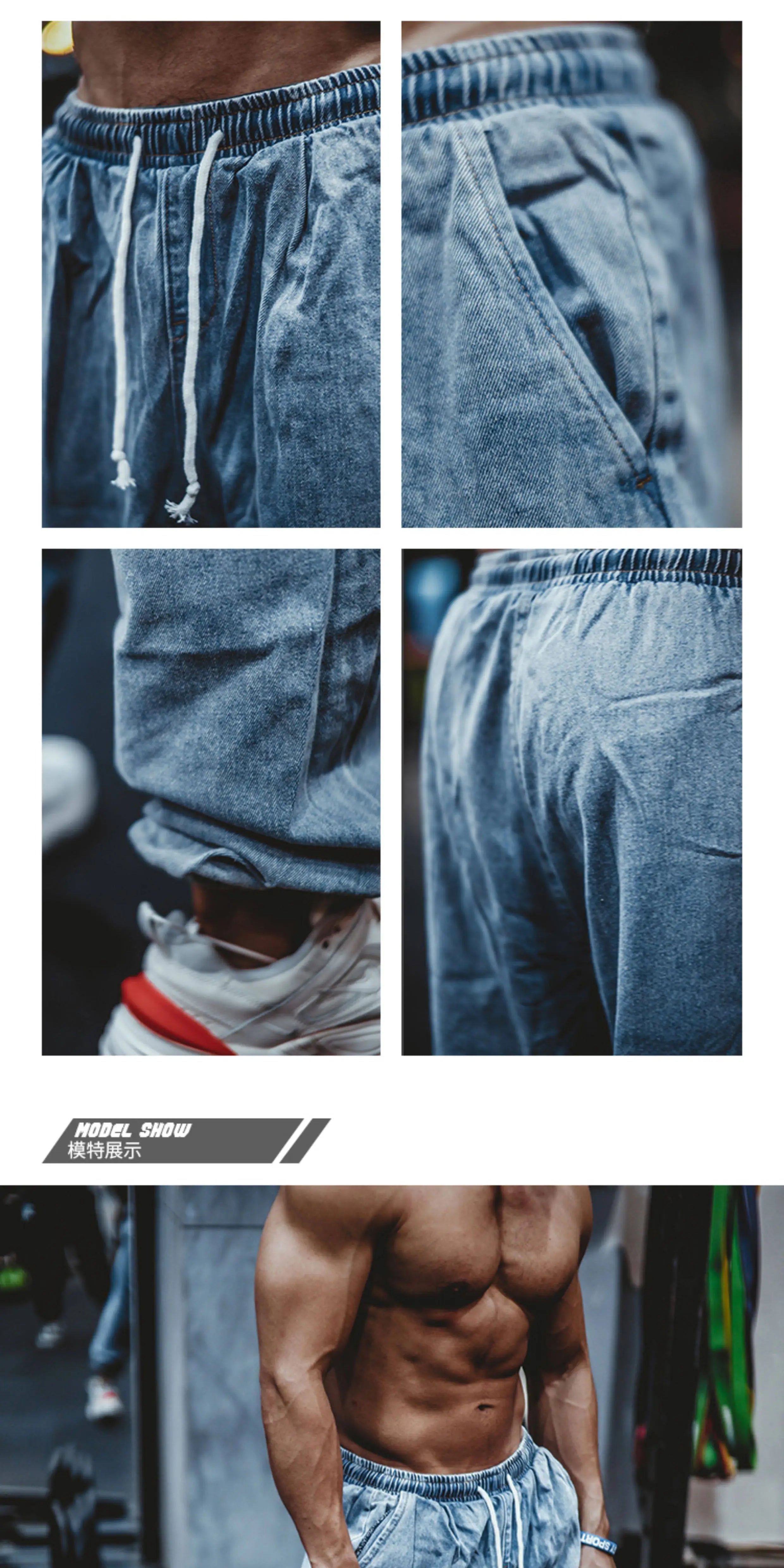 Pantalones Vaqueros Jogger Holgados para Hombre, Negro y Azul, Talla Grande