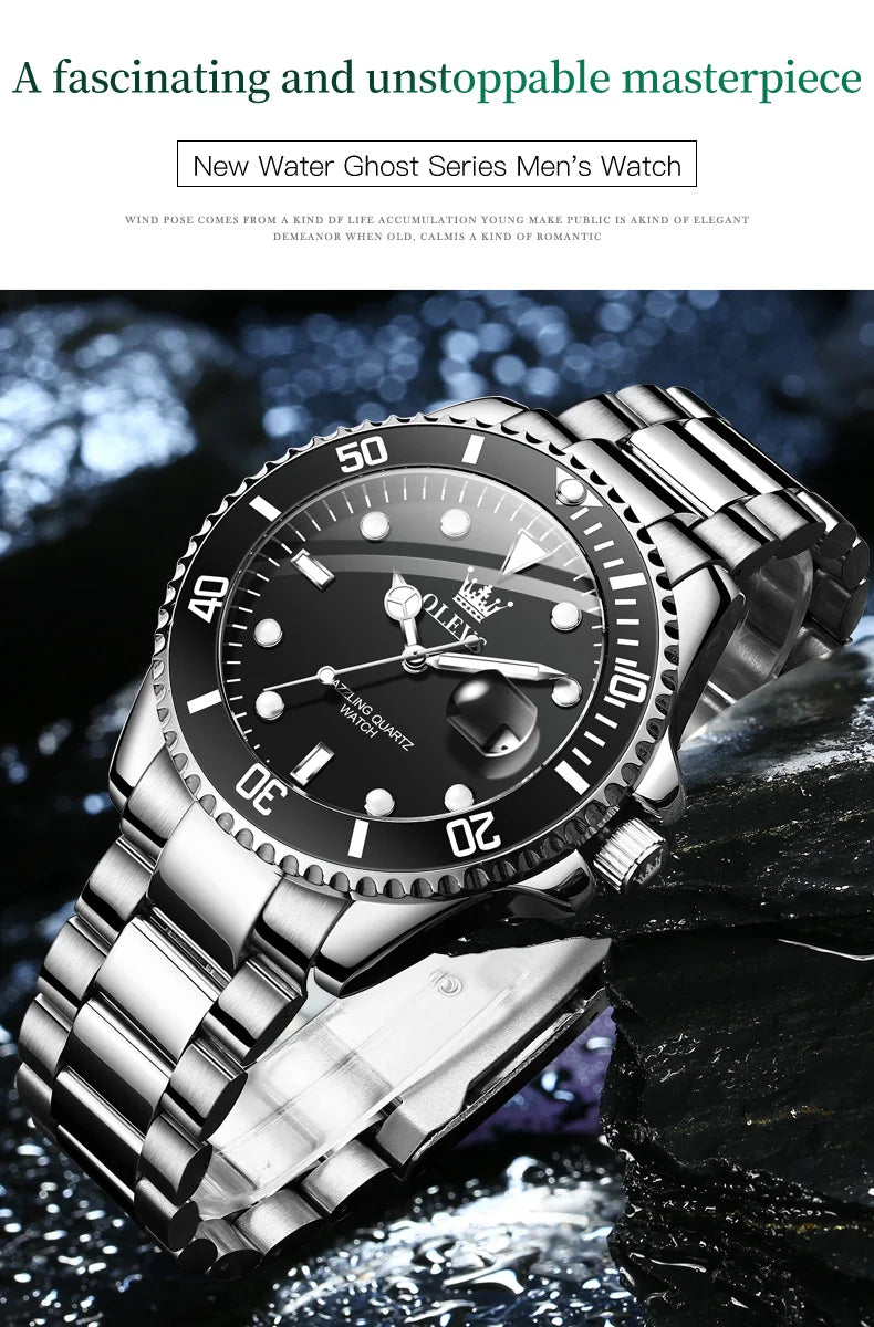 Reloj de Cuarzo Deportivo OLEVS para Hombre Resistente al Agua