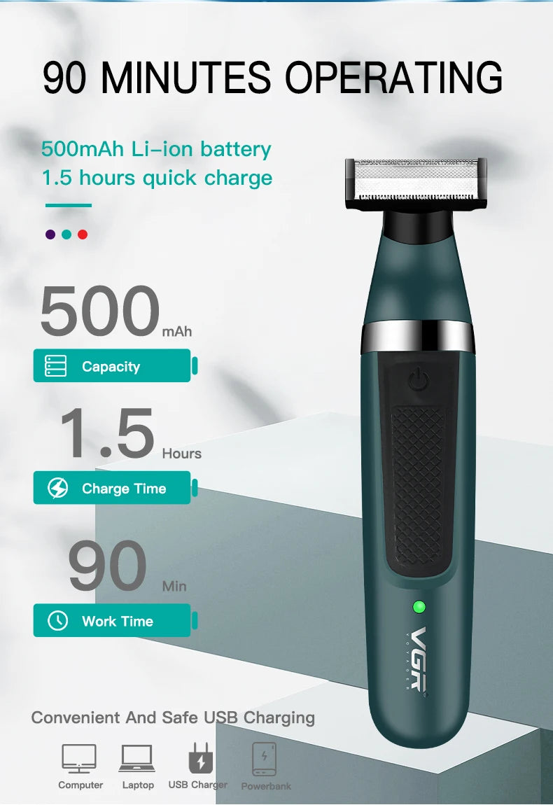 Afeitadora y Recortadora de Pelo y Barba, Recargable, Resistente al Agua