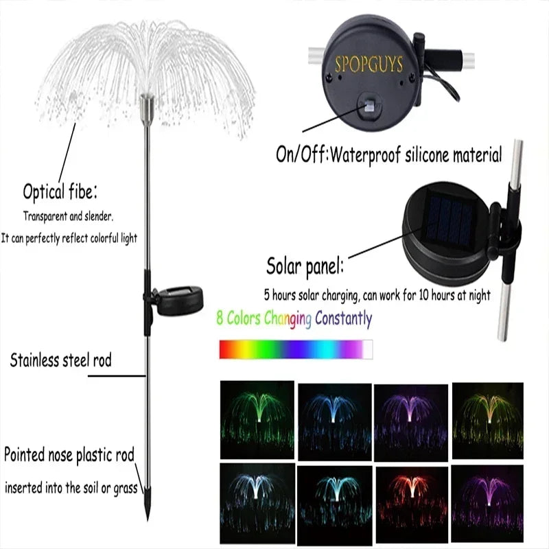 Luces Solares de Jardín con Medusas de Fibra Óptica