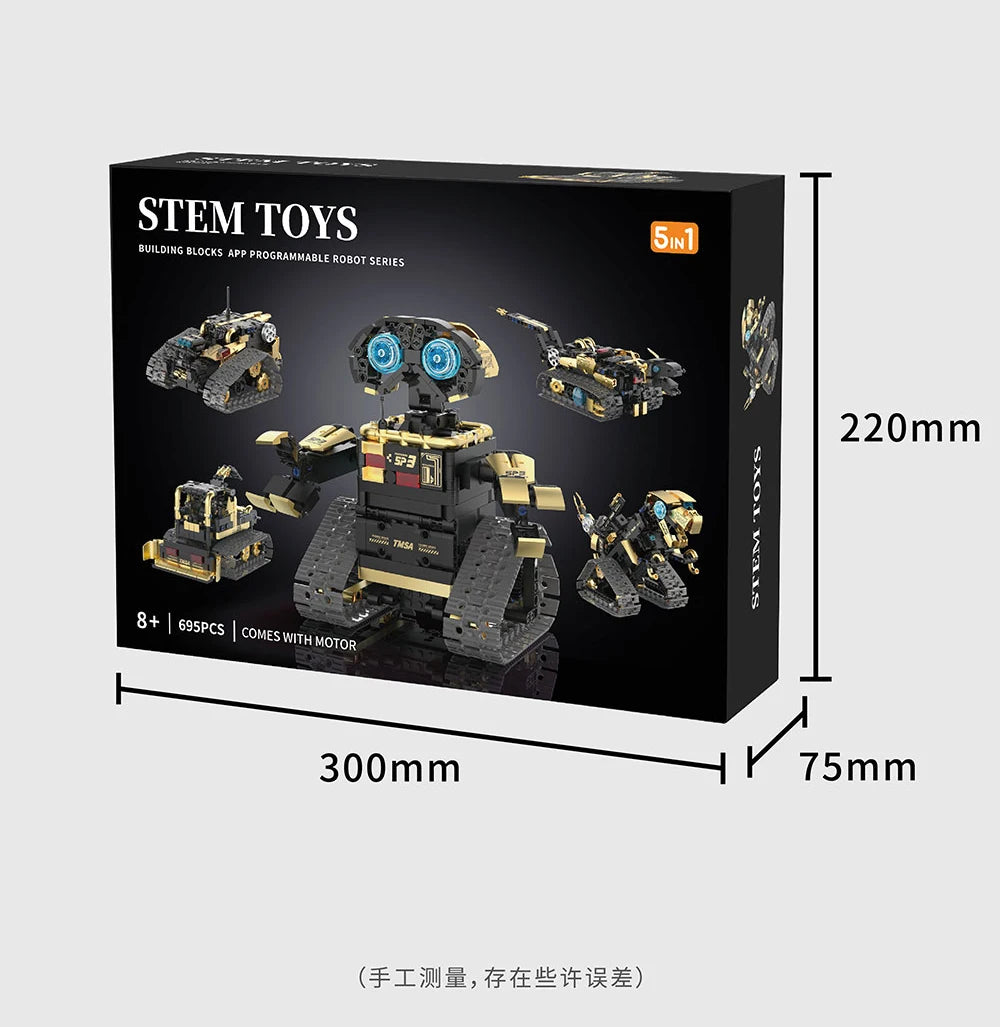 Bloques de construcción programables con brazo mecánico multieje, robot 5 en 1, juguetes de Control remoto, vástago interactivo, regalo de aprendizaje para niños