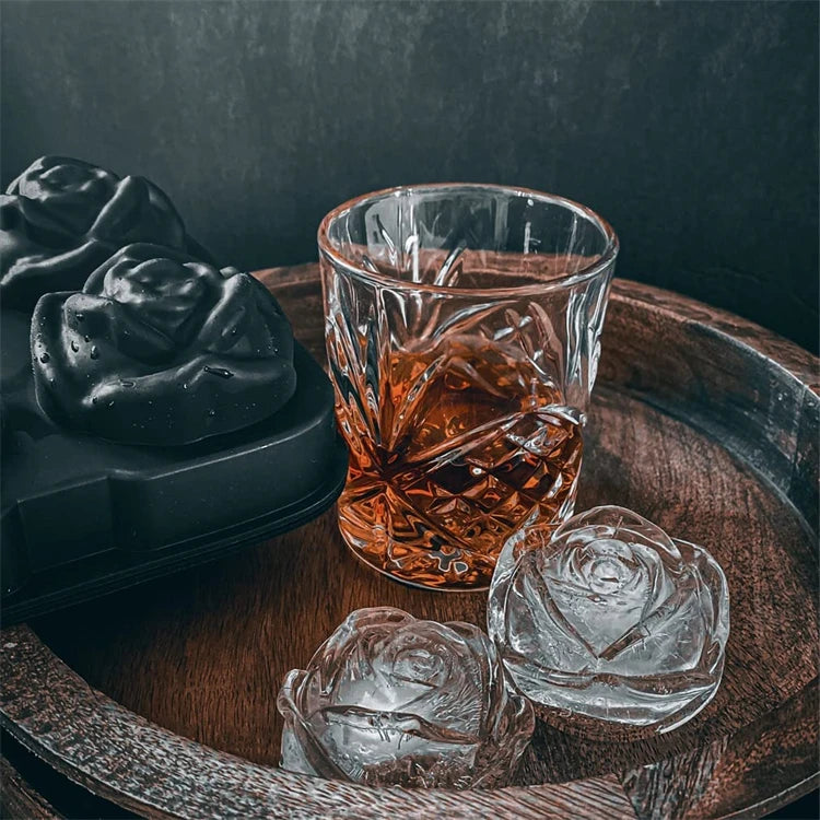 LMETJMA Bandeja para cubitos de hielo Bandejas para cubitos de hielo de rosas de fácil liberación con embudo Máquina para hacer bolas de hielo de rosas de silicona para cócteles Whisky JT51