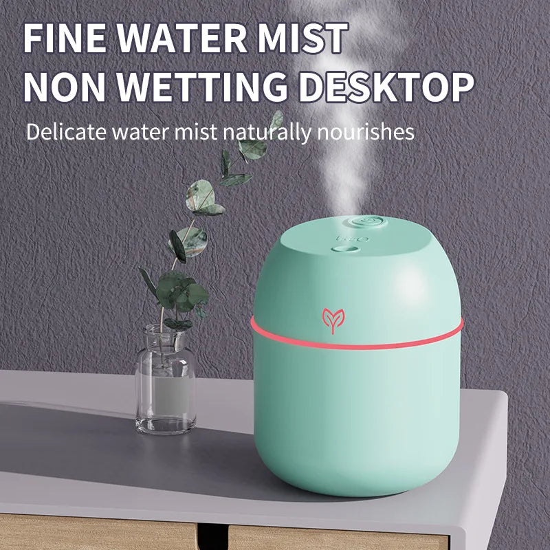 Humidificador ultrasónico USB portátil con difusor de aromas y luz LED