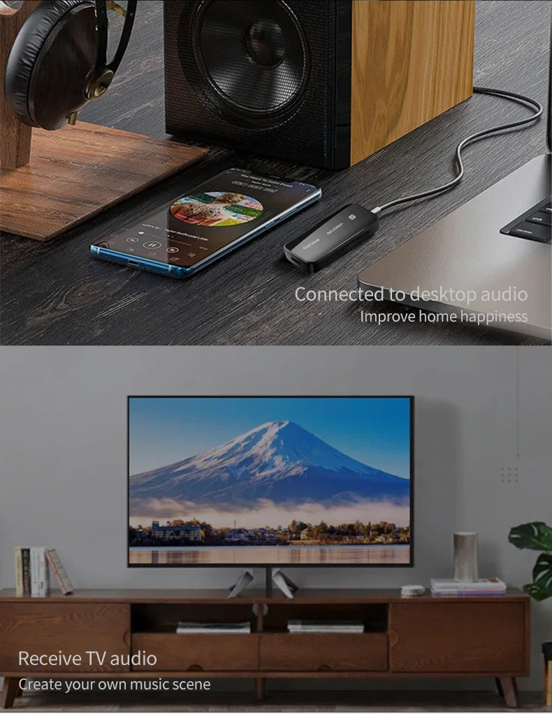 Receptor de Audio Bluetooth 5,0, adaptador auxiliar, Dongle inalámbrico, tarjeta NFC TF, conector de 3,5mm, manos libres para TV, PC, altavoz, Kit para coche