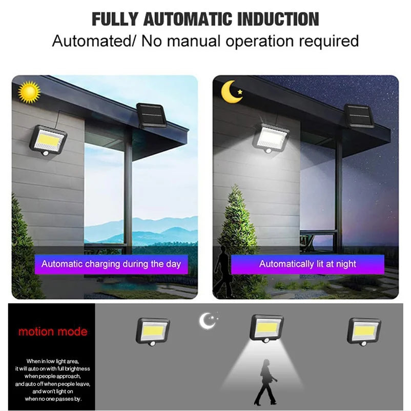 Lámpara Solar LED COB con Sensor de Movimiento para Jardín